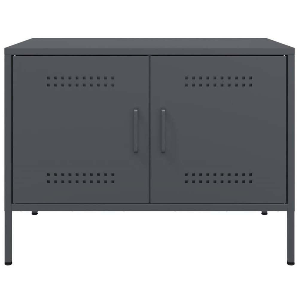 Produktbild för Tv-bänk 2 st antracit 68x39x50,5 cm stål