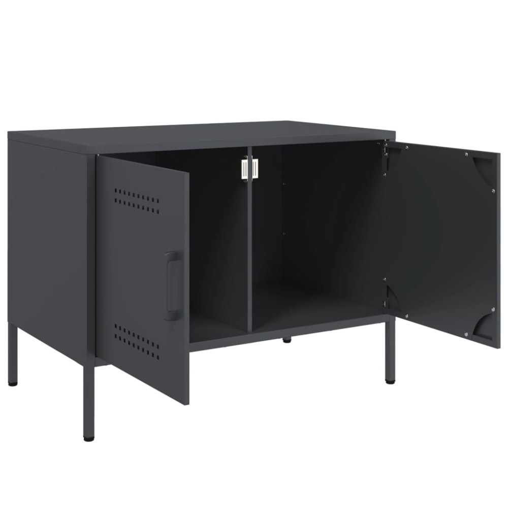 Produktbild för Tv-bänk 2 st antracit 68x39x50,5 cm stål