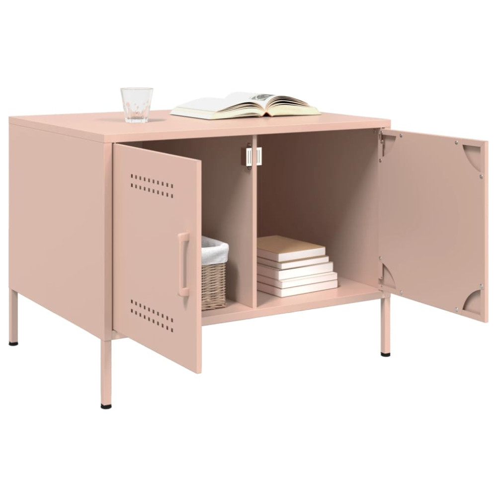 Produktbild för Soffbord rosa 68x50x50,5 cm stål