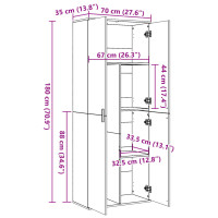 Produktbild för Högskåp sonoma-ek 70x35x180 cm konstruerat trä