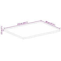 Produktbild för Bordsskiva 110x80x2,5 cm levande kant massivt mangoträ