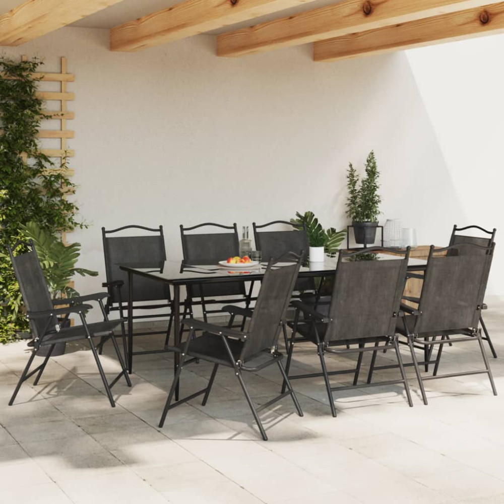Produktbild för Hopfällbara trädgårdsstolar 8 st melange grå stål och textilene