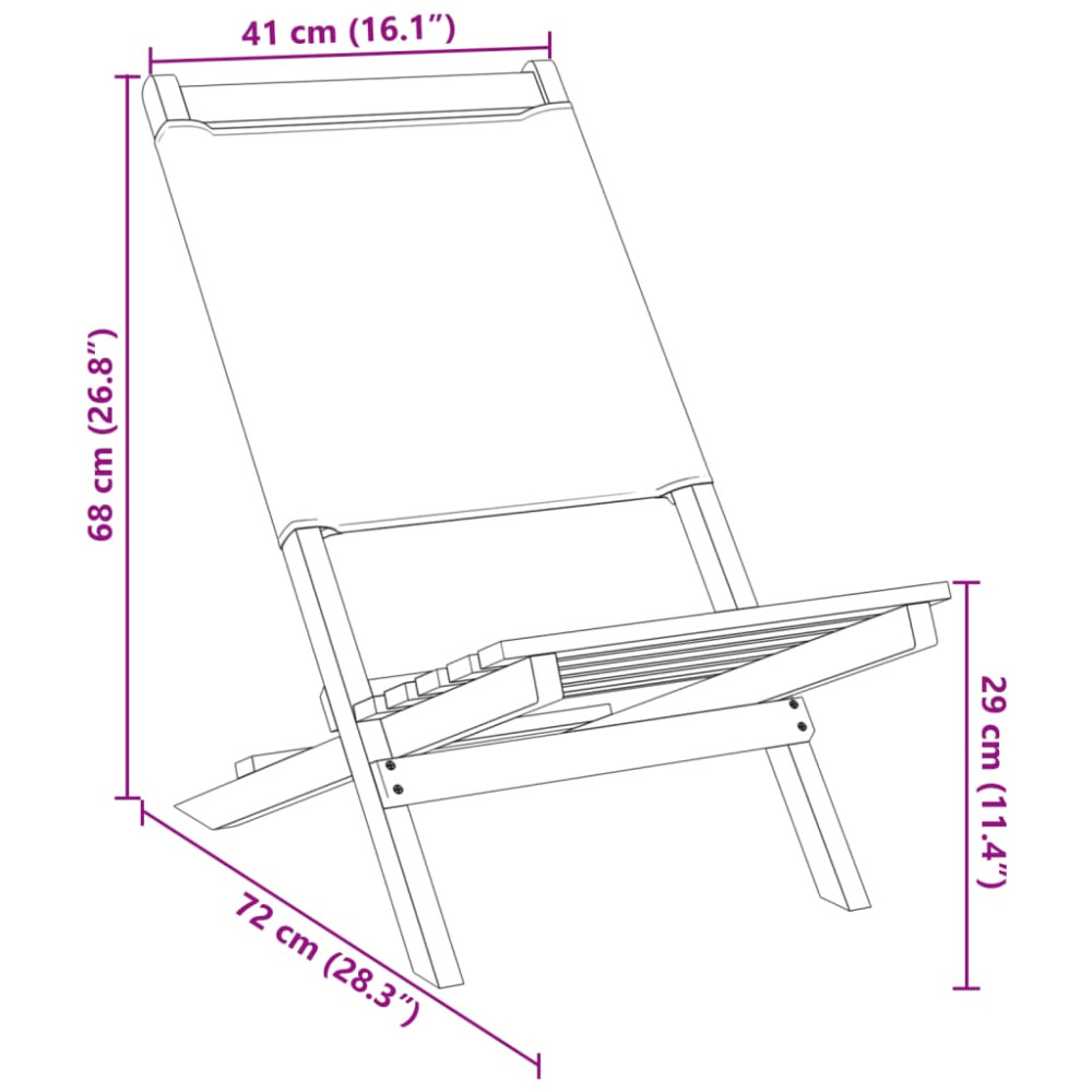 Produktbild för Hopfällbara trädgårdsstolar 2 st massiv akacia och tyg taupe