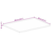 Produktbild för Bordsskiva 100x80x2,5 cm levande kant massivt mangoträ