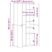 Produktbild för Högskåp vit 80x35x180 cm konstruerat trä