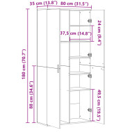 Produktbild för Högskåp sonoma-ek 80x35x180 cm konstruerat trä