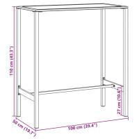 Produktbild för Barbord svart 100x50x110 cm pulverlackerat stål