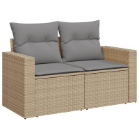 Produktbild för Soffgrupp för trädgården med dynor 6 delar beige konstrotting