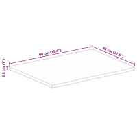 Produktbild för Bordsskiva 90x80x2,5 cm levande kant massivt mangoträ