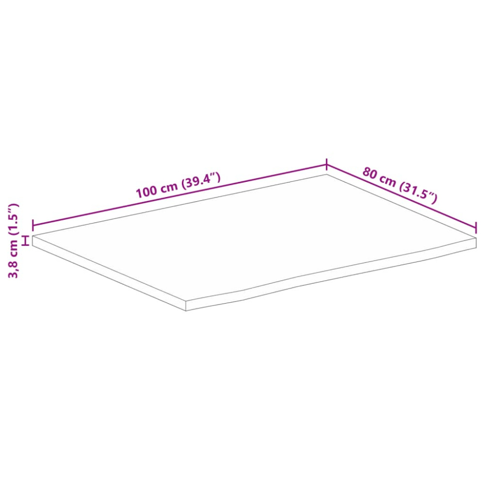Produktbild för Bordsskiva 100x80x3,8 cm levande kant massivt mangoträ