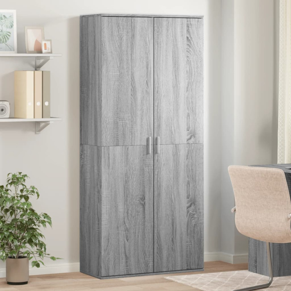Produktbild för Högskåp grå sonoma 80x35x180 cm konstruerat trä