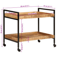 Produktbild för Köksvagn 80x55x70 cm massivt grovt mangoträ