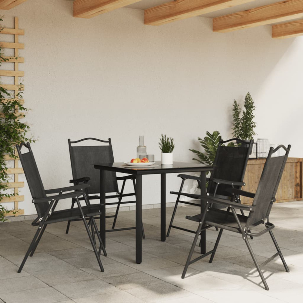 Produktbild för Hopfällbara trädgårdsstolar 4 st melange grå stål och textilene