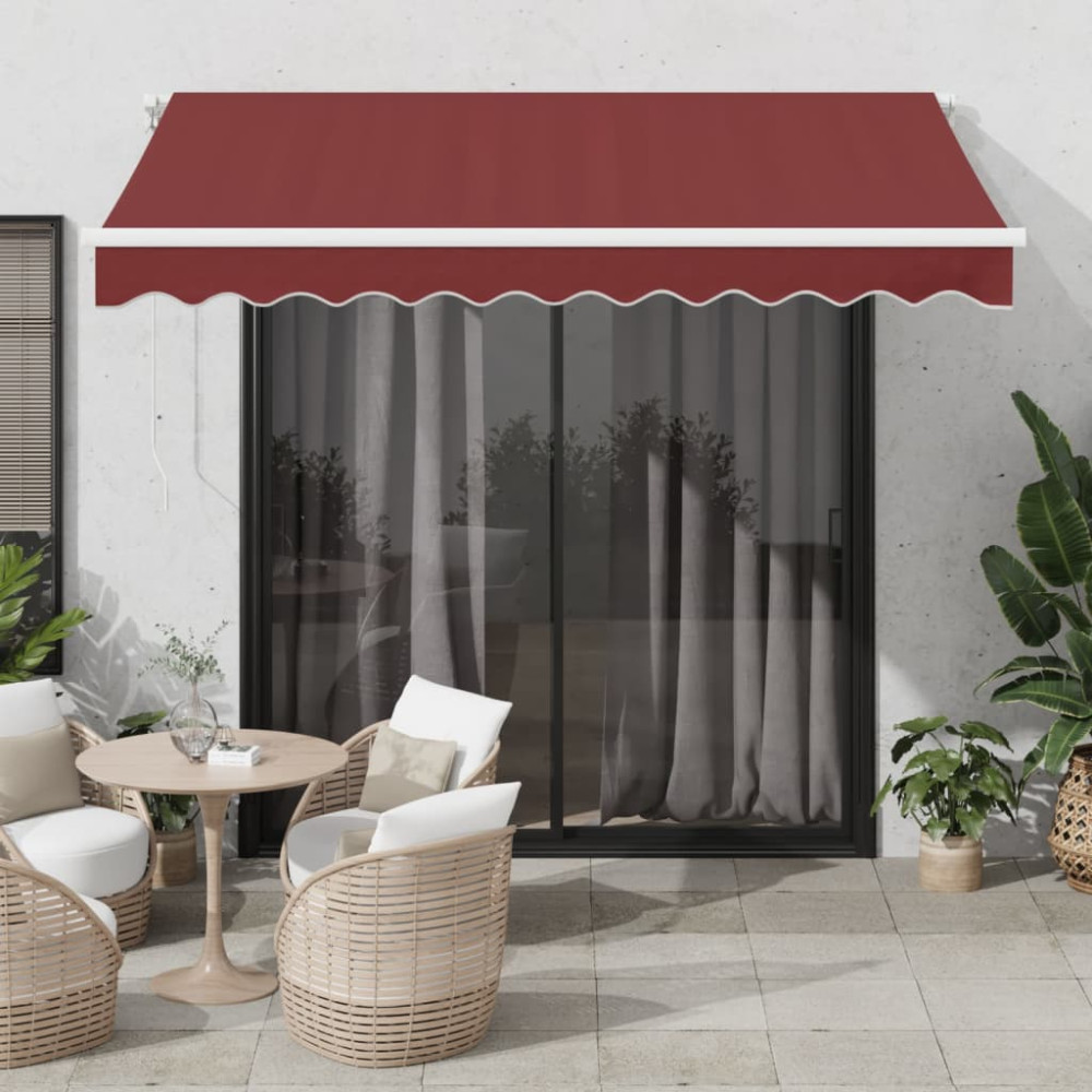 Produktbild för Markis manuellt infällbar med LED vinröd 300x250 cm