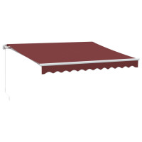 Produktbild för Markis manuellt infällbar med LED vinröd 300x250 cm