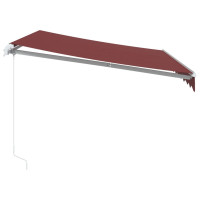 Produktbild för Markis manuellt infällbar med LED vinröd 300x250 cm