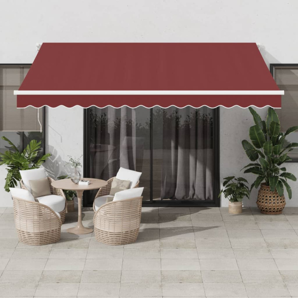 Produktbild för Markis manuellt infällbar med LED vinröd 400x350 cm