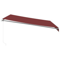 Produktbild för Markis manuellt infällbar med LED vinröd 400x350 cm