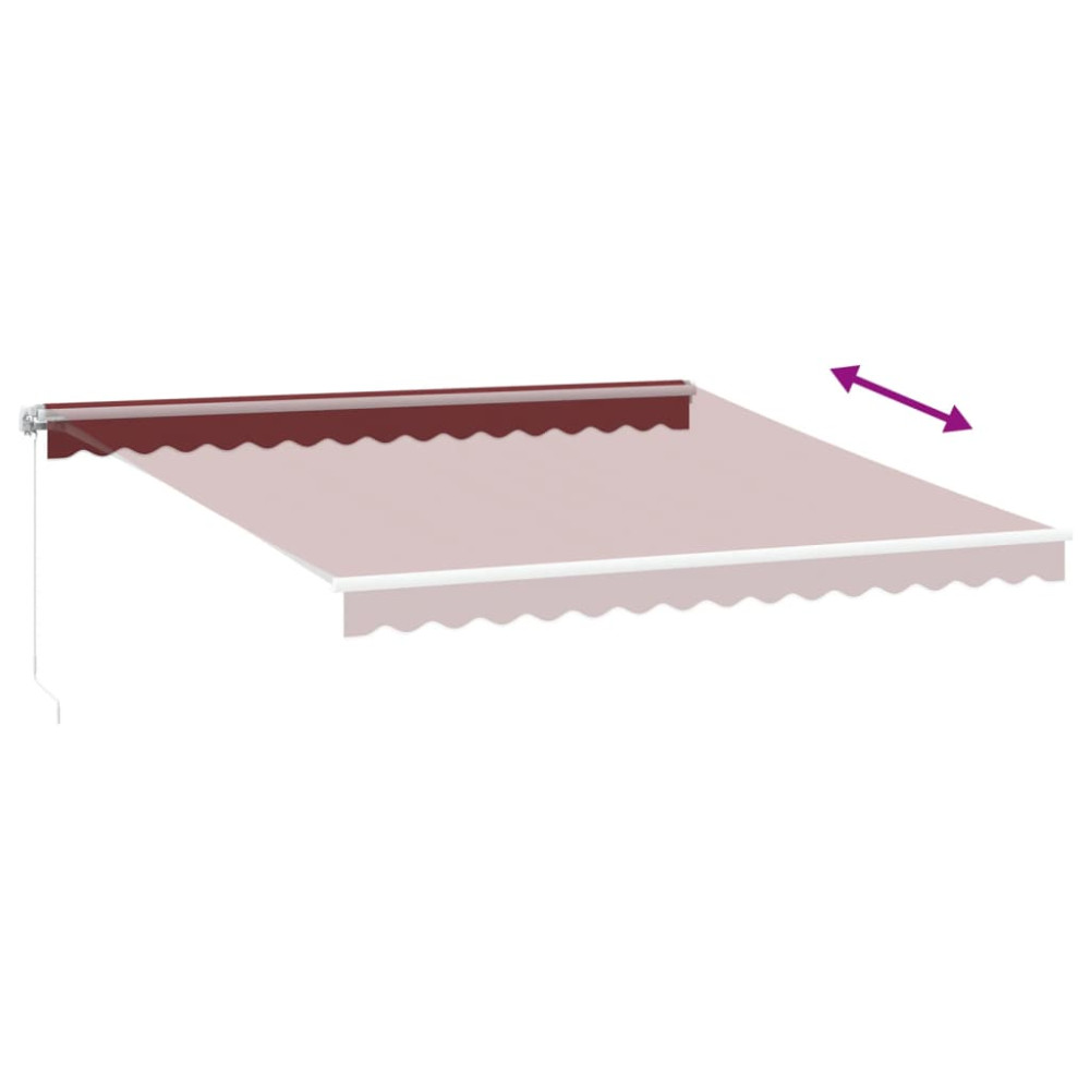Produktbild för Markis manuellt infällbar med LED vinröd 400x350 cm