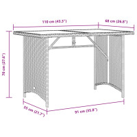 Produktbild för Trädgårdsbord med träskiva grå 110x68x70 cm konstrotting