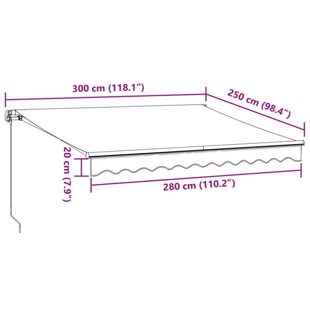 Produktbild för Markis automatiskt infällbar vinröd 300x250 cm
