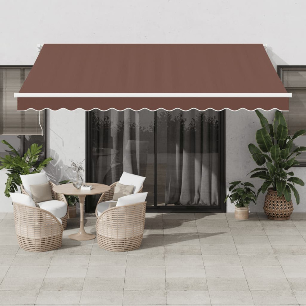 Produktbild för Markis automatiskt infällbar brun 400x350 cm