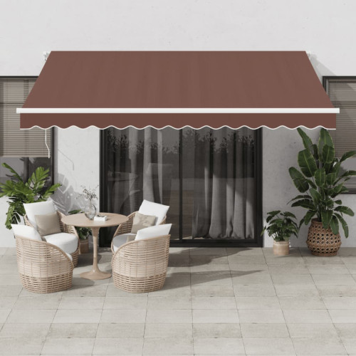 vidaXL Markis automatiskt infällbar brun 400x350 cm