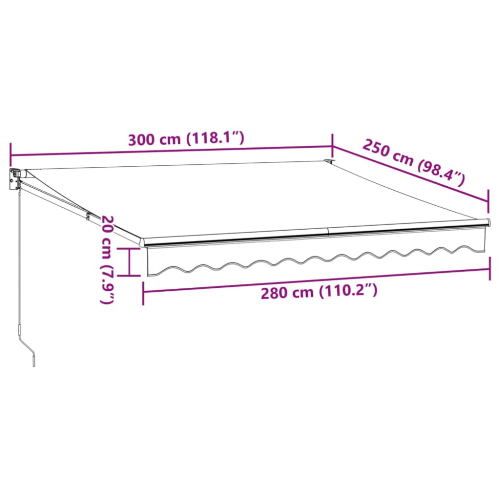 Produktbild för Markis manuellt infällbar vinröd 300x250 cm