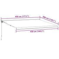 Produktbild för Markis manuellt infällbar vinröd 450x300 cm