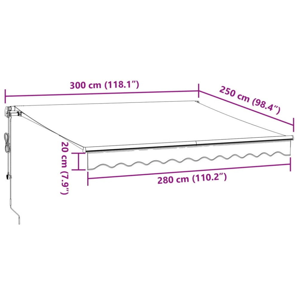 Produktbild för Markis automatiskt infällbar brun 300x250 cm