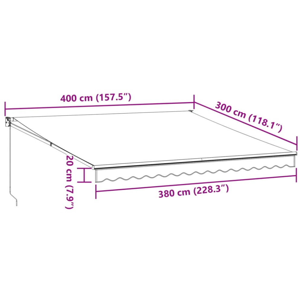 Produktbild för Markis manuellt infällbar 400x300 cm brun
