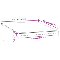 Produktbild för Markis manuellt infällbar 400x300 cm brun