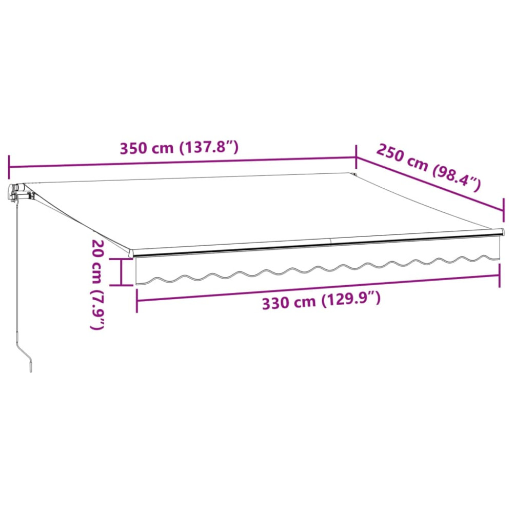 Produktbild för Markis automatiskt infällbar med LEDs 350x250 cm brun