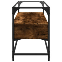 Produktbild för Tv-bänk med glasskiva rökfärgad ek 98x35x51 cm konstruerat trä