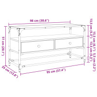 Produktbild för Tv-bänk med glasskiva rökfärgad ek 98x35x51 cm konstruerat trä