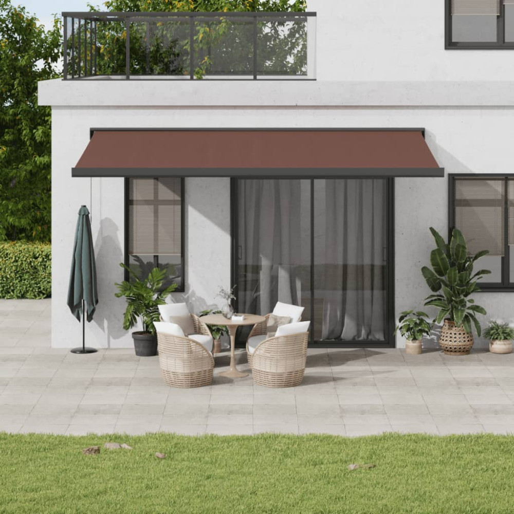 Produktbild för Markis automatiskt infällbar 500x300 cm brun