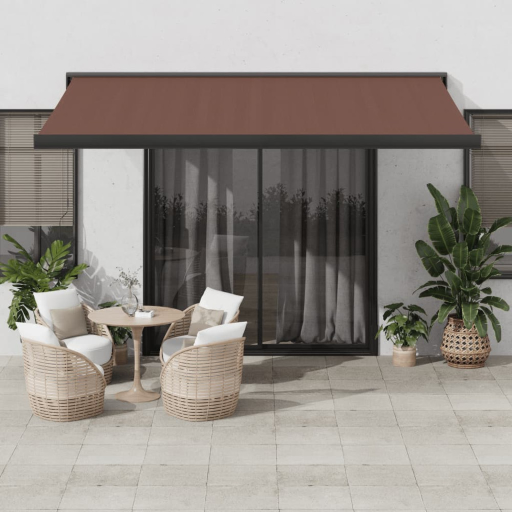 Produktbild för Markis automatiskt infällbar brun 400x300 cm