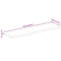 Produktbild för Bordsskiva 110x20x2,5 cm levande kant massivt mangoträ