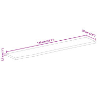 Produktbild för Bordsskiva 140x20x2,5 cm levande kant massivt mangoträ