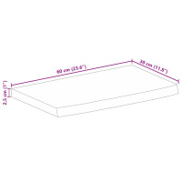 Produktbild för Bordsskiva 60x30x2,5 cm levande kant massivt mangoträ