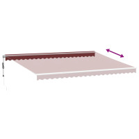 Produktbild för Markis automatiskt infällbar med LED vinröd 500x300 cm