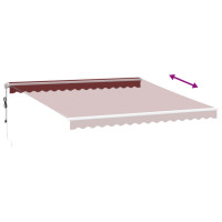 Produktbild för Markis automatiskt infällbar med LED vinröd 400x350 cm