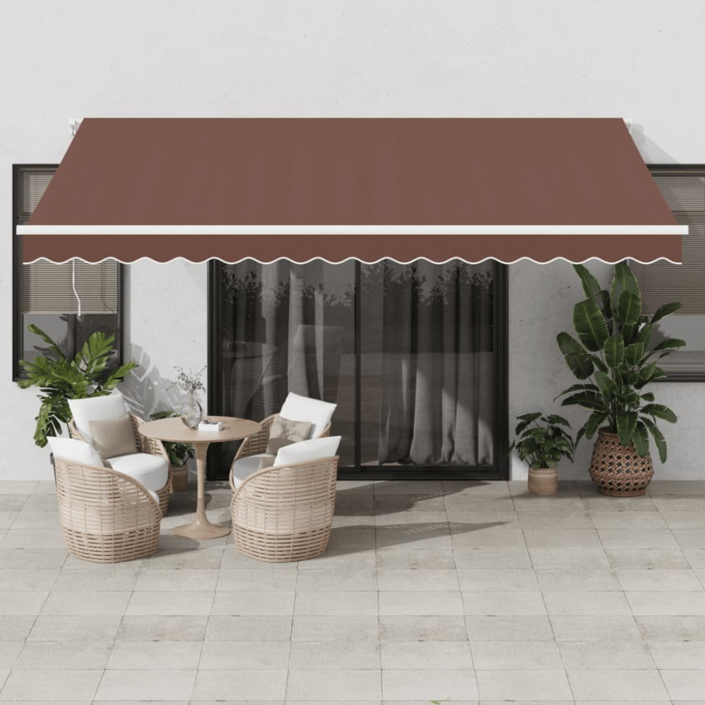 Produktbild för Markis automatiskt infällbar med LED brun 450x350 cm