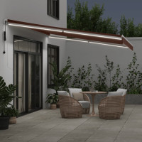 Produktbild för Markis automatiskt infällbar med LED brun 450x350 cm