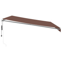 Produktbild för Markis automatiskt infällbar med LED brun 450x350 cm