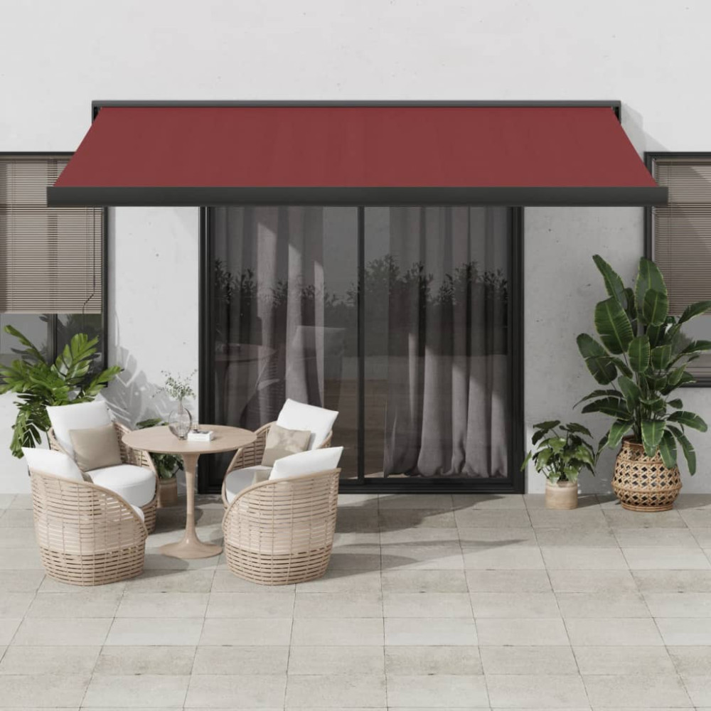 Produktbild för Markis automatiskt infällbar vinröd 400x300 cm