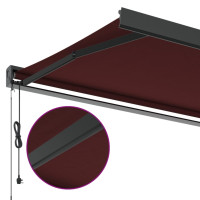 Produktbild för Markis automatiskt infällbar vinröd 400x300 cm