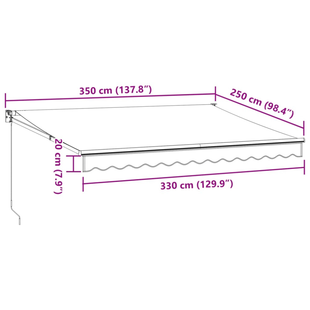 Produktbild för Markis manuellt infällbar vinröd 350x250 cm