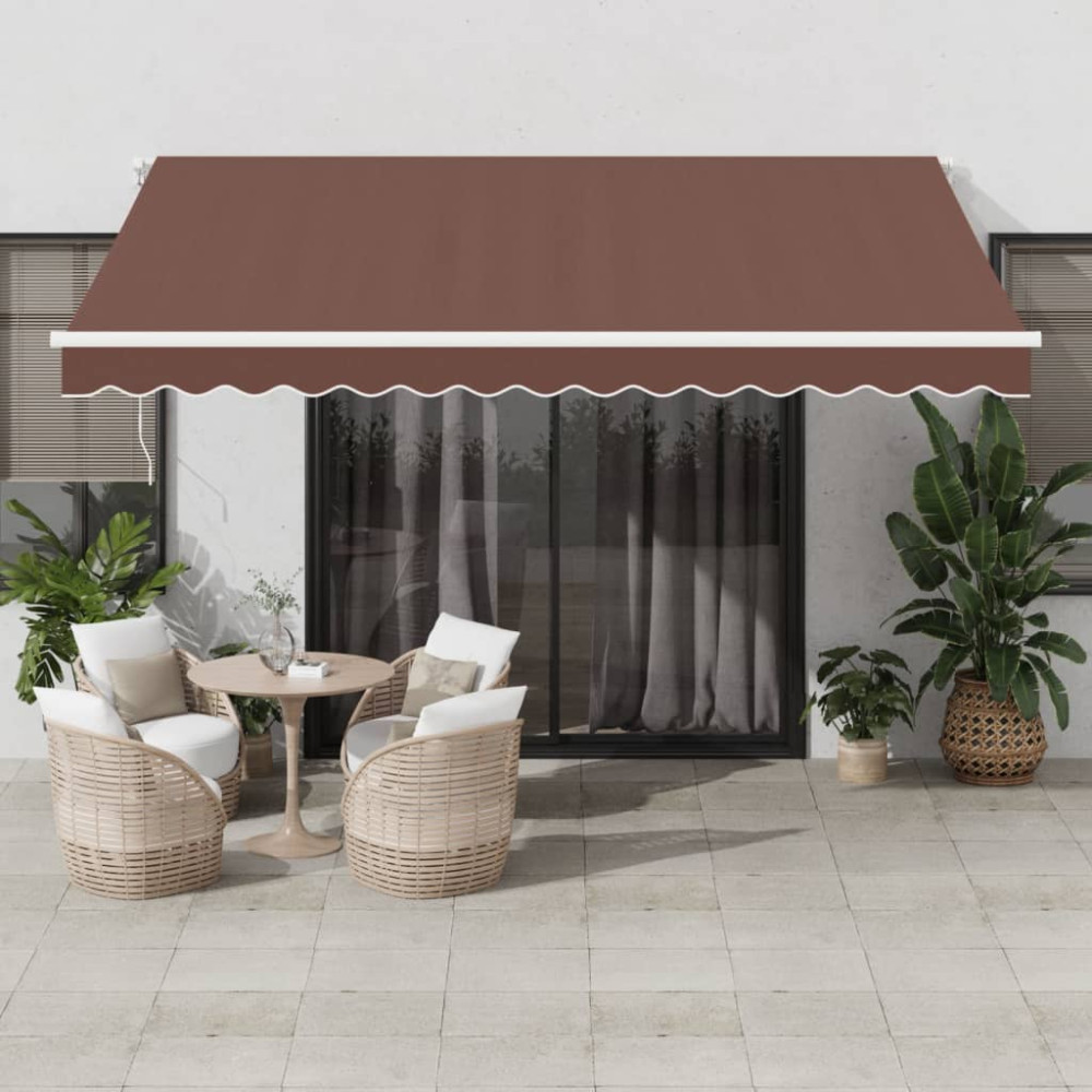 Produktbild för Markis manuellt infällbar brun 400x350 cm