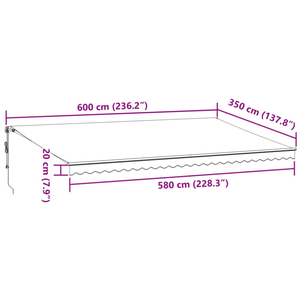 Produktbild för Markis automatiskt infällbar brun 600x350 cm